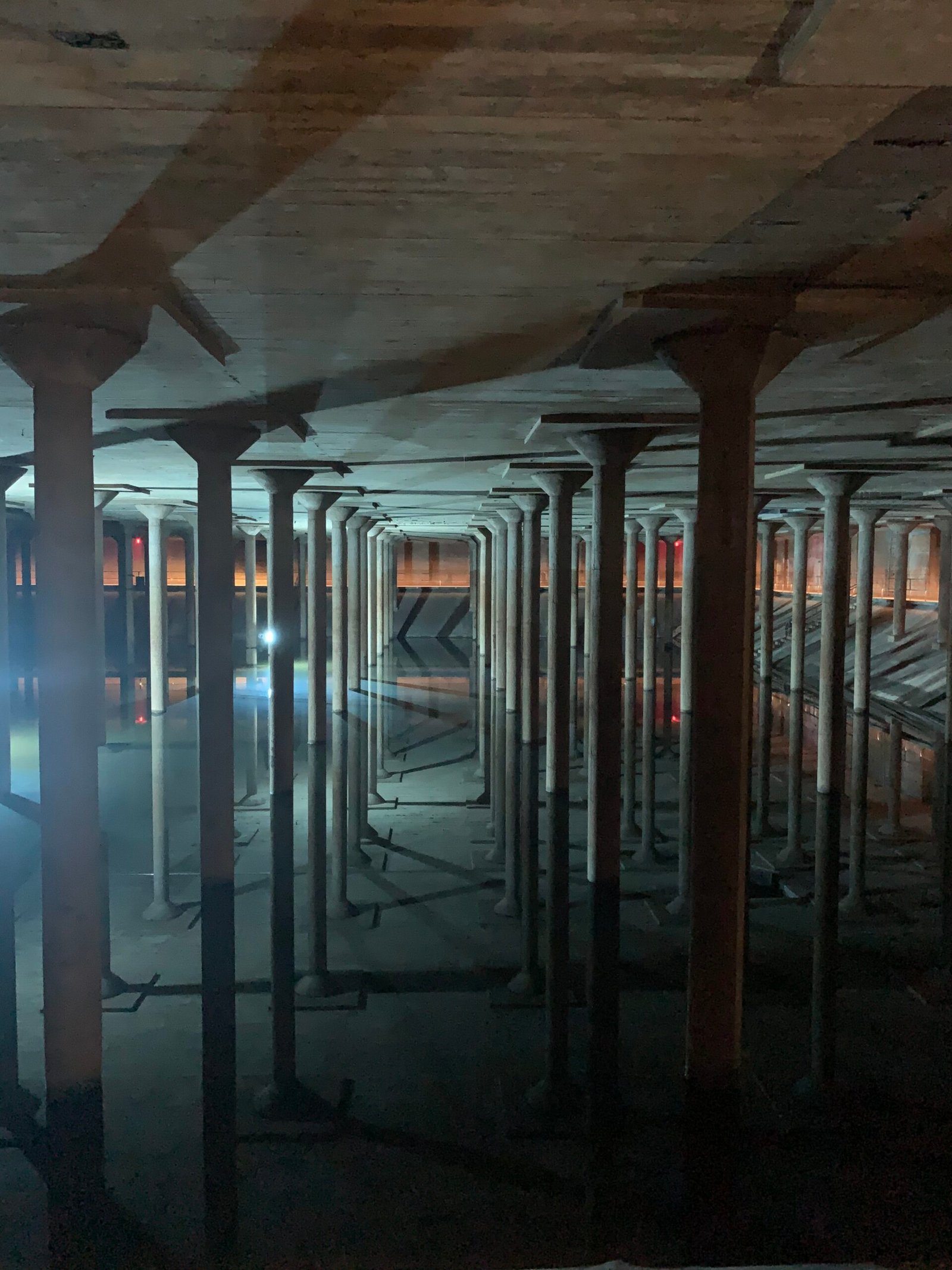 The cistern art installation inside Buffalo Bayou Park, Houston