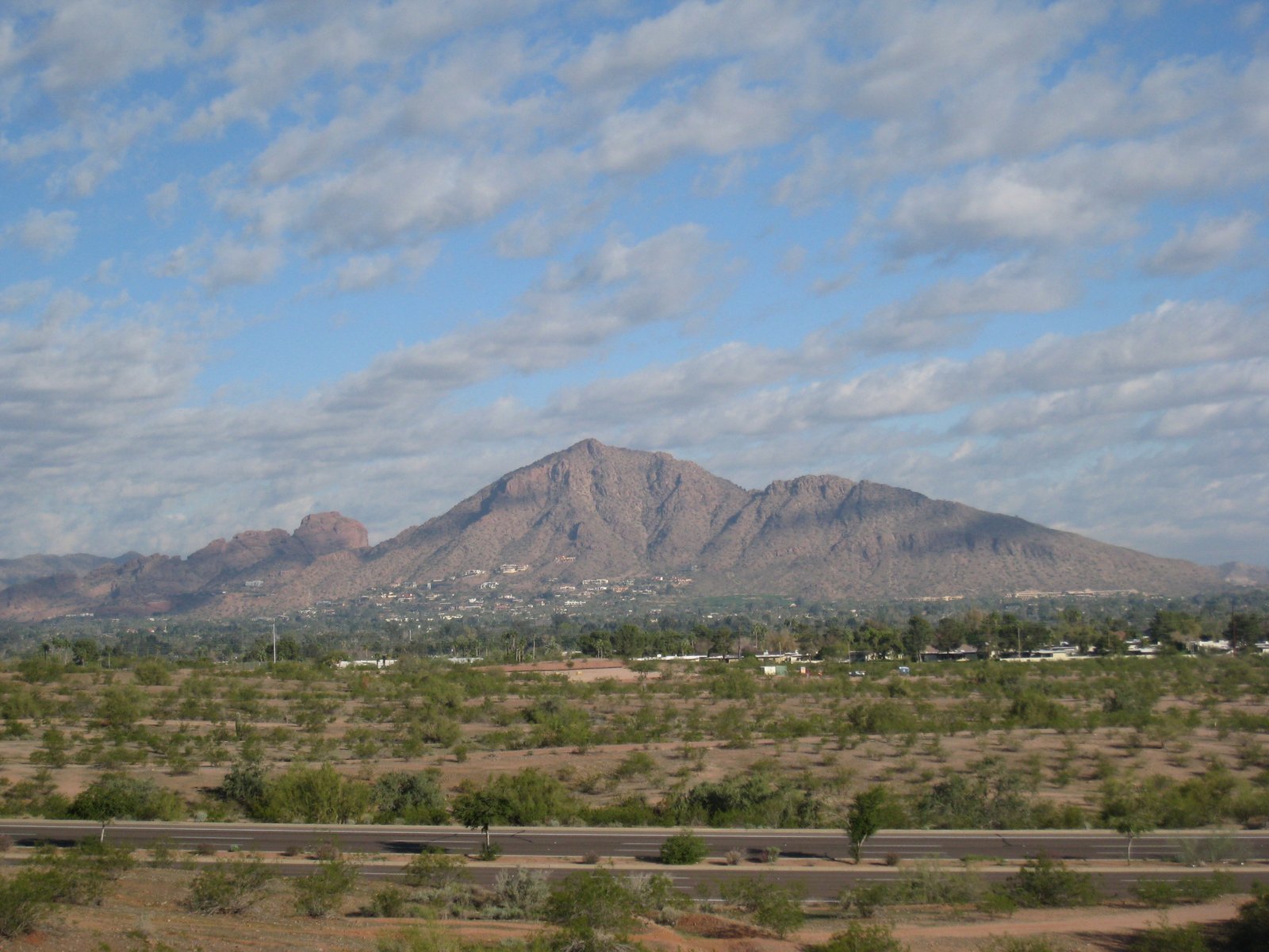 Camelback Mountain rising above the Phoenix, Arizona skyline