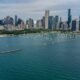 The Chicago skyline with its iconic skyscrapers along Lake Michigan