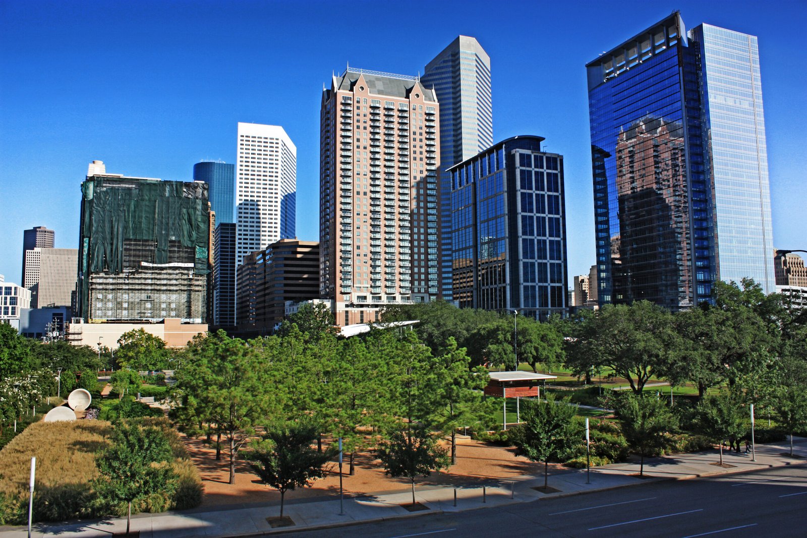 Discovery Green, a public park in downtown Houston, Texas