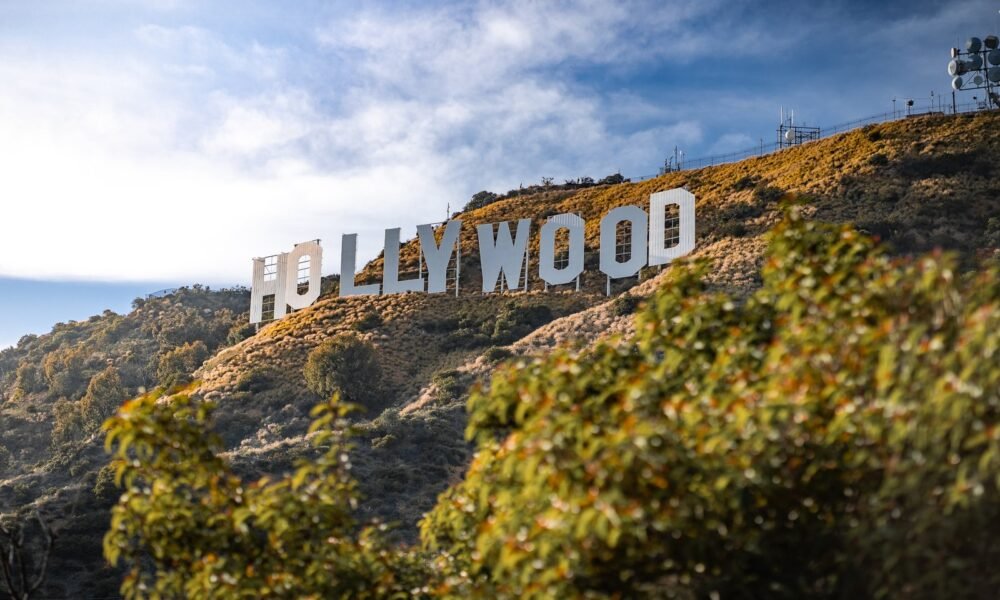 The Hollywood Sign on the hillside above Los Angeles, California
