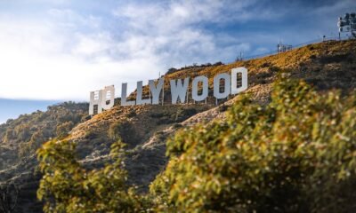 The Hollywood Sign on the hillside above Los Angeles, California