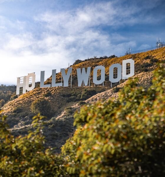 The Hollywood Sign on the hillside above Los Angeles, California
