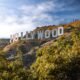 The Hollywood Sign on the hillside above Los Angeles, California