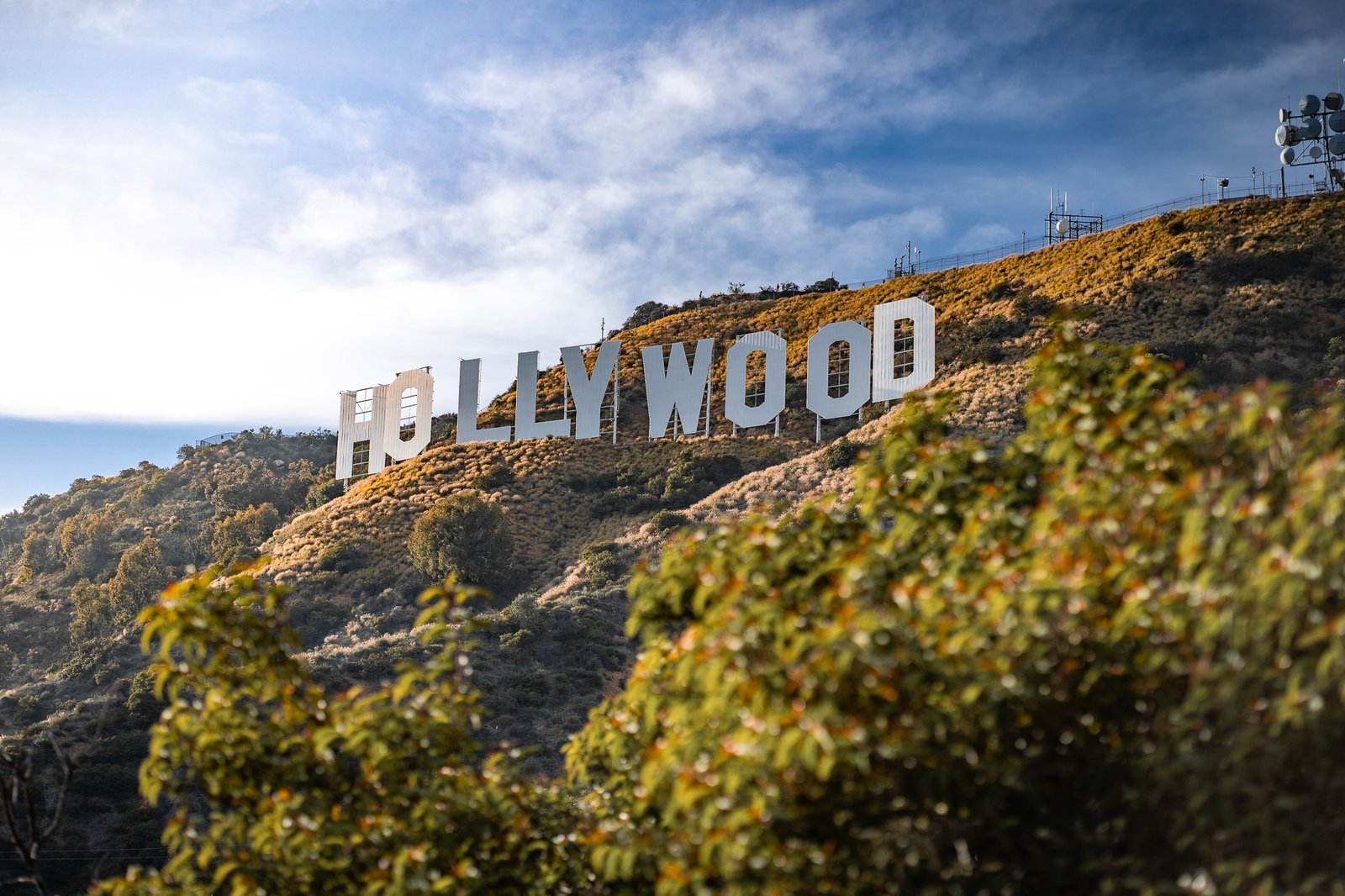 The Hollywood Sign on the hillside above Los Angeles, California