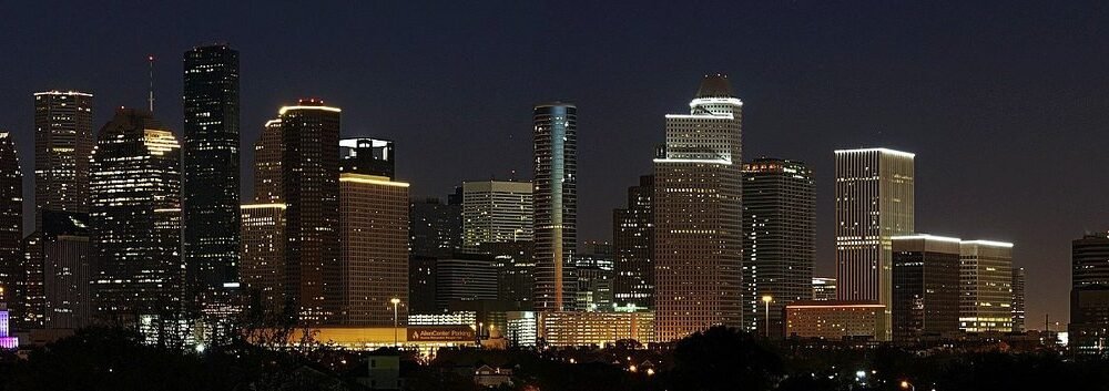 The Houston skyline showing downtown skyscrapers, Texas