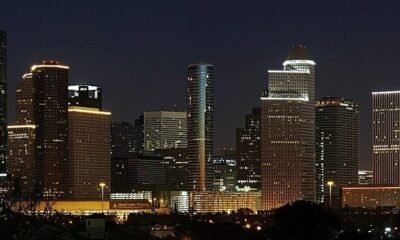 The Houston skyline showing downtown skyscrapers, Texas