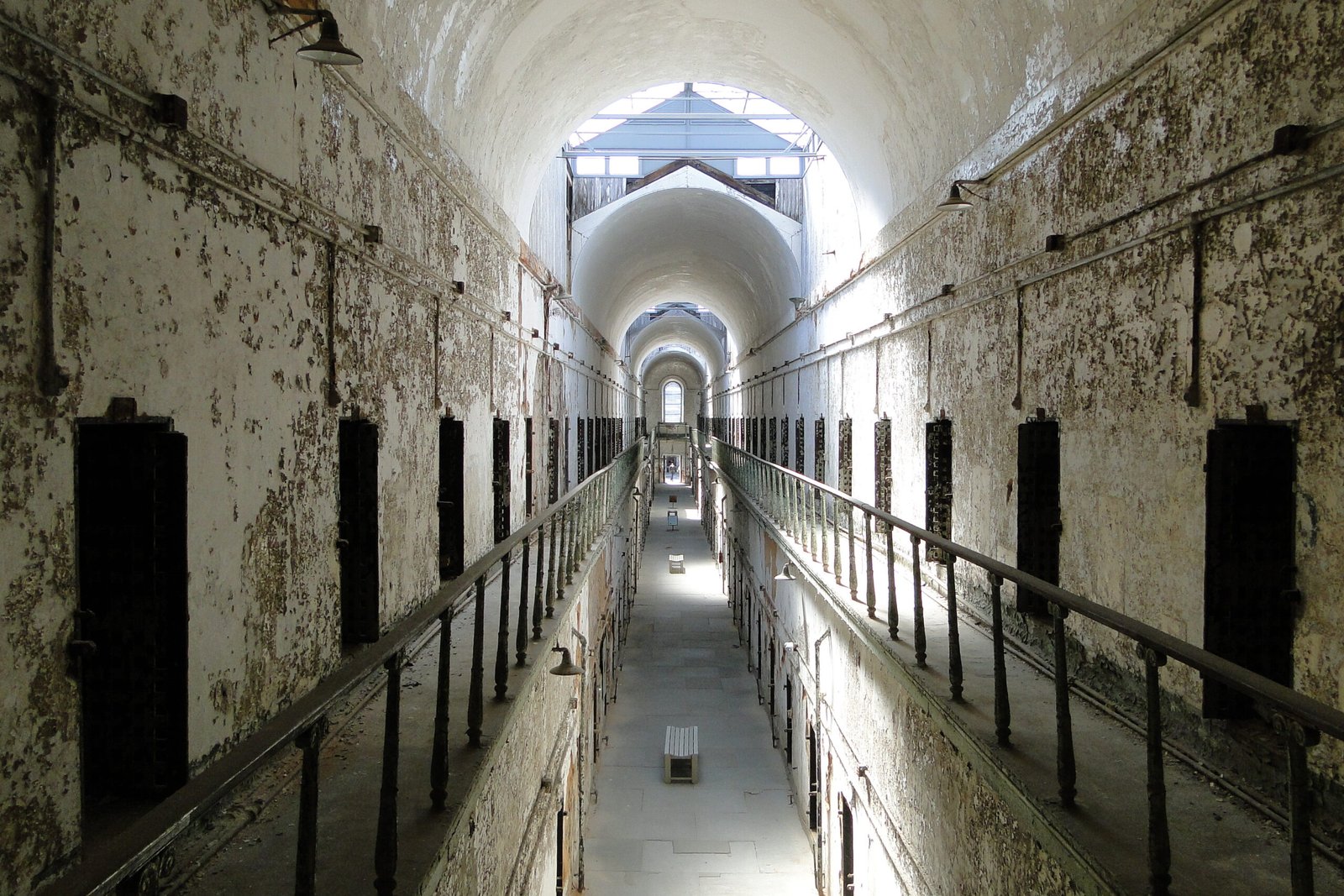 A cell block inside Eastern State Penitentiary, a former prison turned museum in Philadelphia