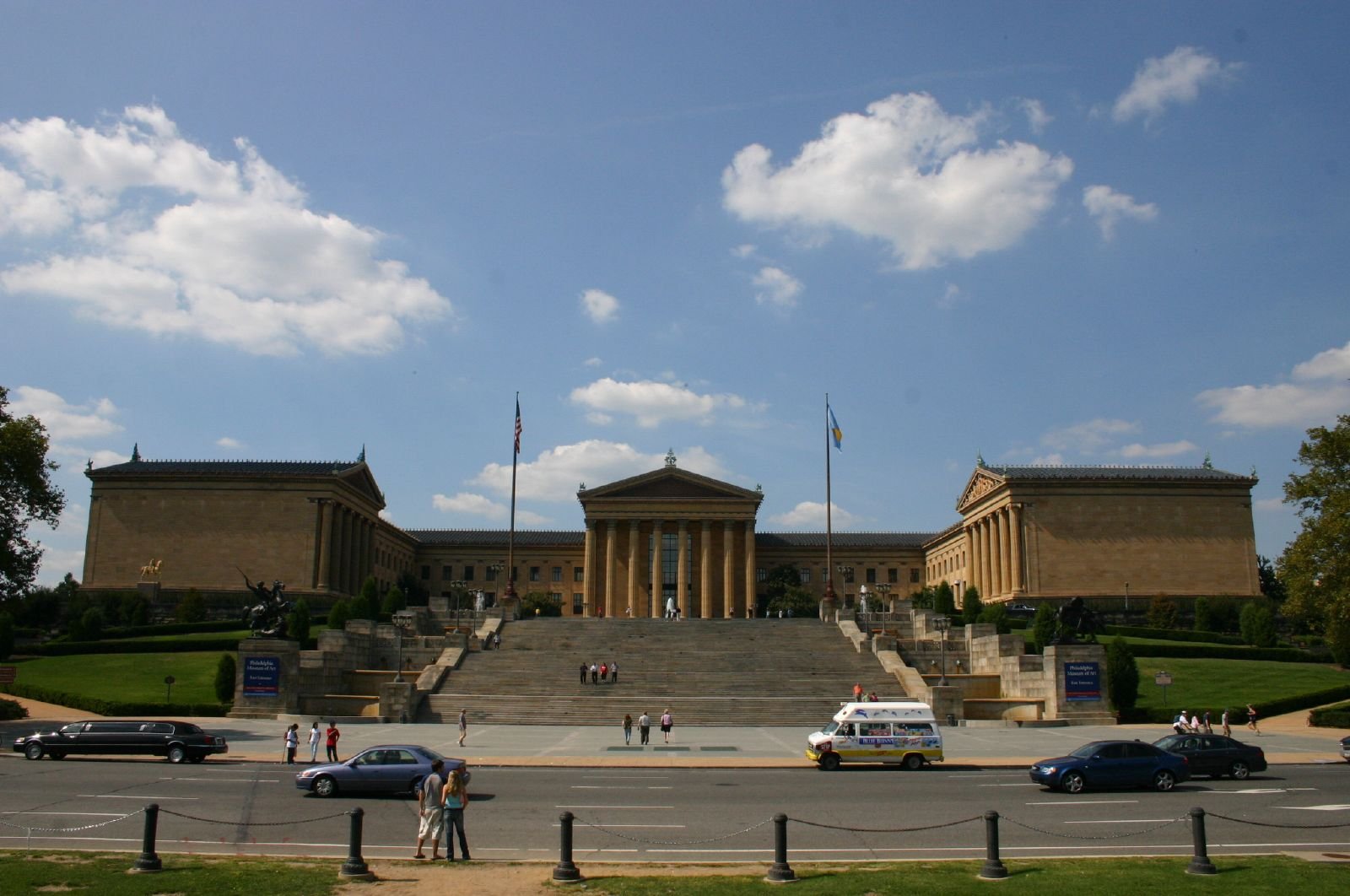 The front facade and Rocky Steps of the Philadelphia Museum of Art